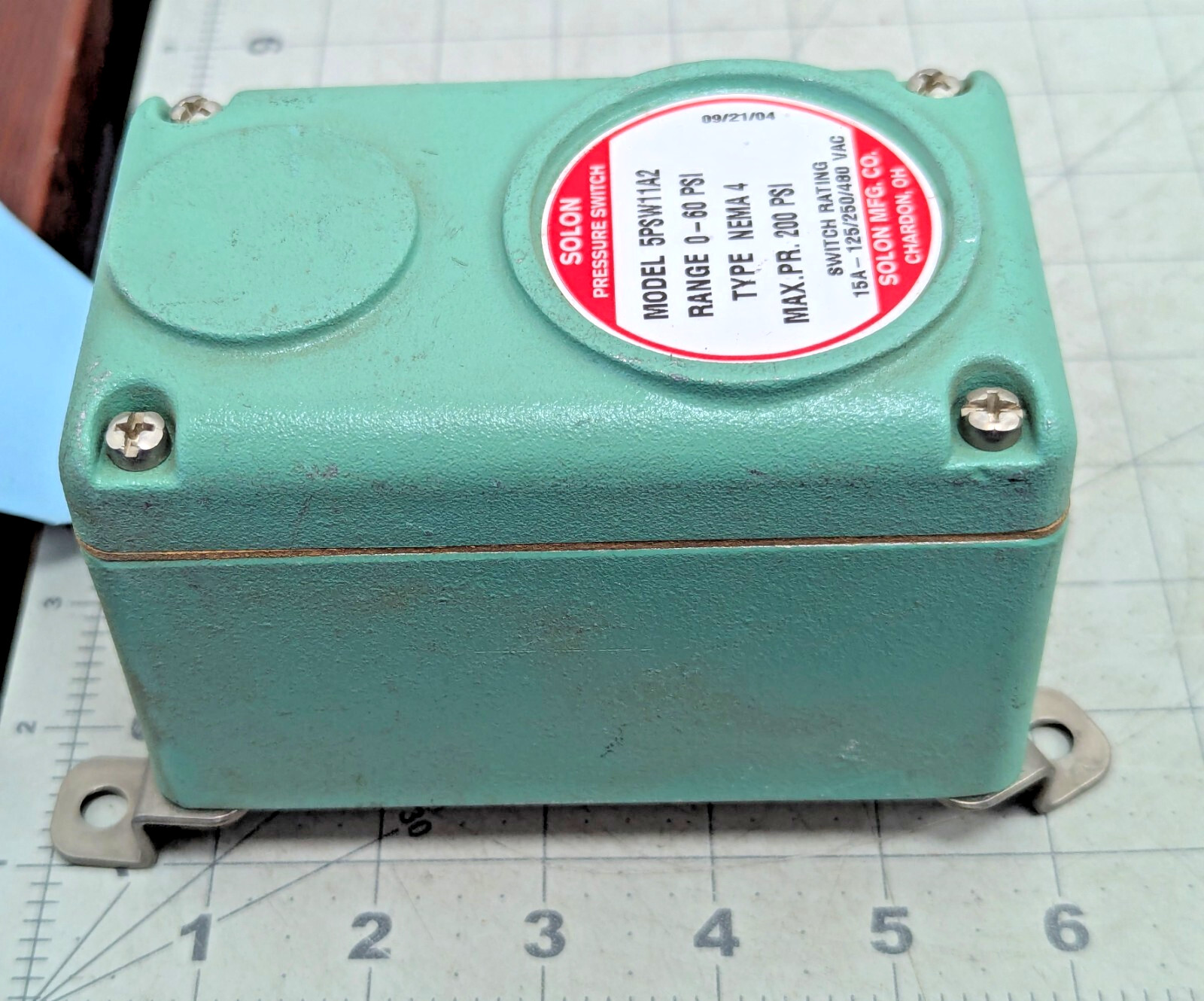 SOLON 5PSW11A2 PRESSURE SWITCH 0-60 PSI Nema 4  200PSI MAX 15A-125/250/480V C2S4