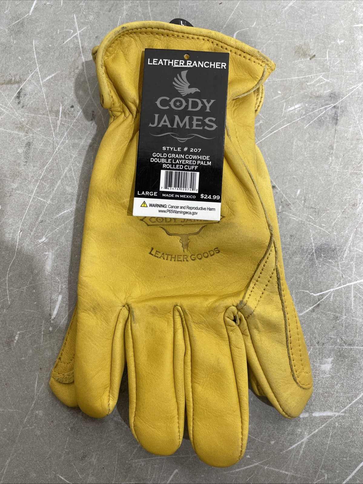 Fencing Work Gloves, Gold Cowhide, Men's L - 207L
