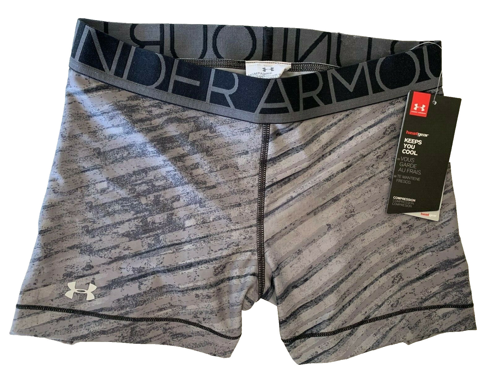 NEW! UNDER ARMOUR [M] Women 3'' HeatGear SHORTY Volleyball Shorts-Grey 1277955