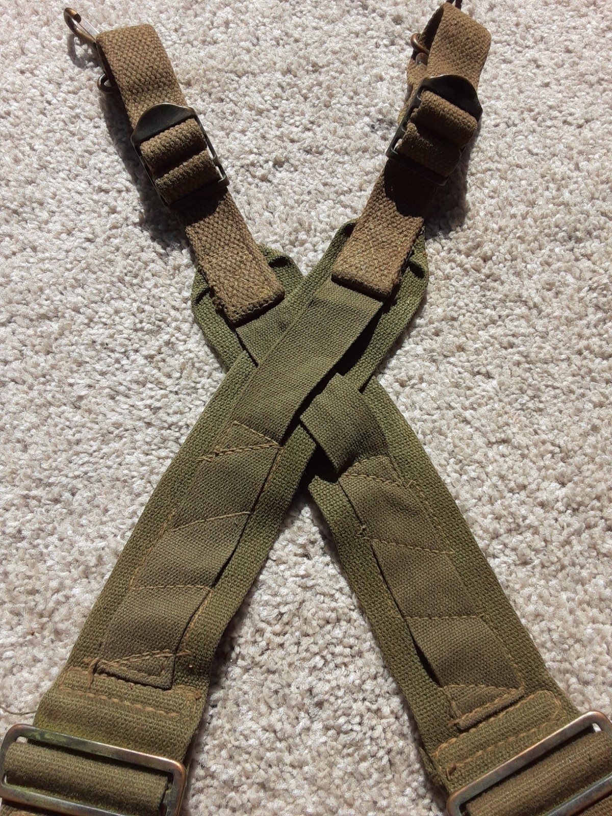 Original Korean / Vietnam War M-1945 Combat Support Straps OD Cotton Duck Web