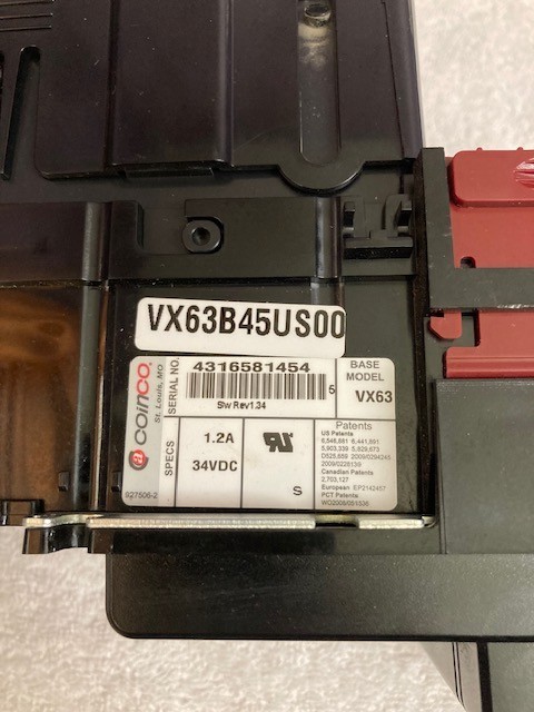 NEW Coinco Vantage VX63B45US00 24 Volt MDB Bill Validator Acceptor