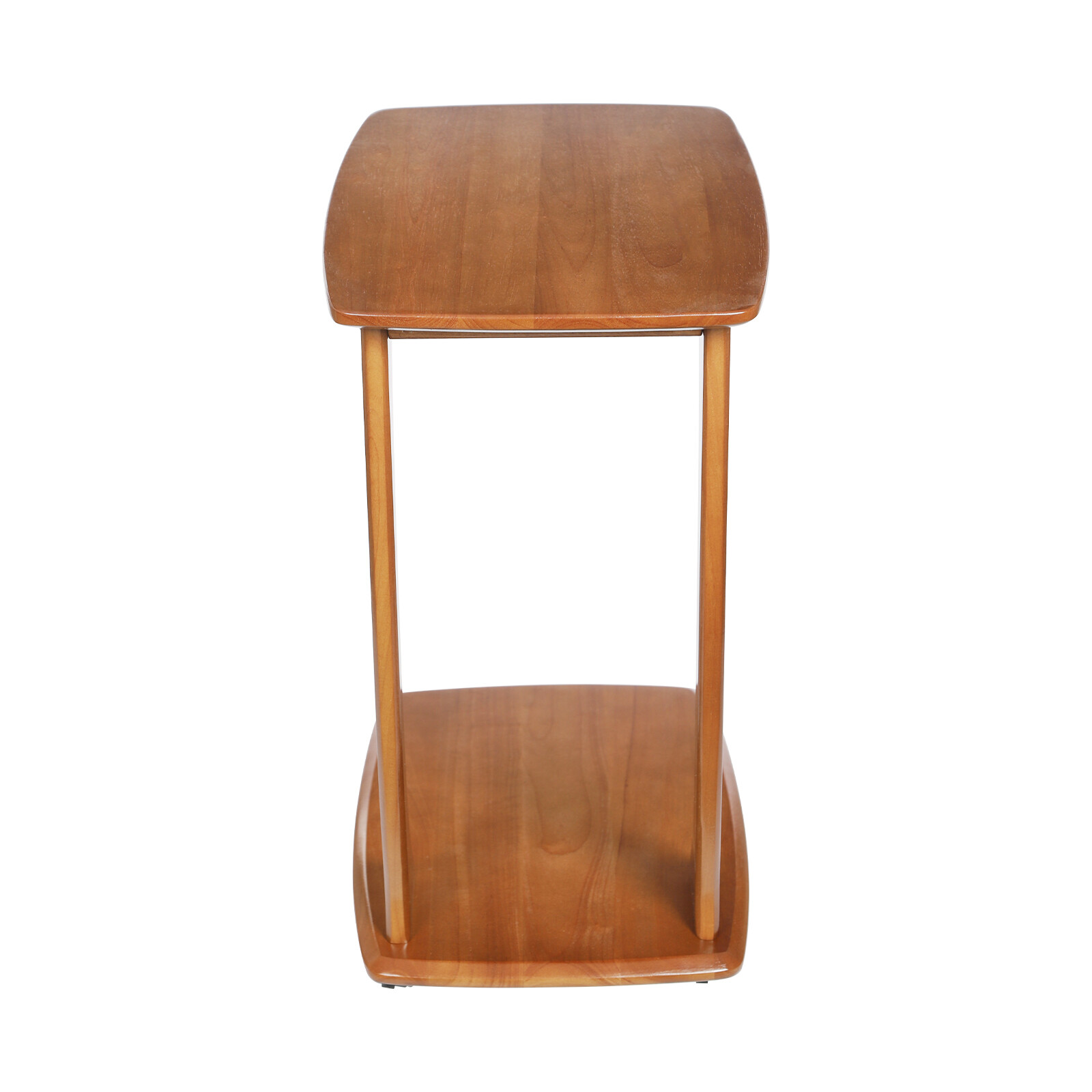 C-Shaped Side Table Floor Standing Solid Wood End Table With Wheels 24.8 inches