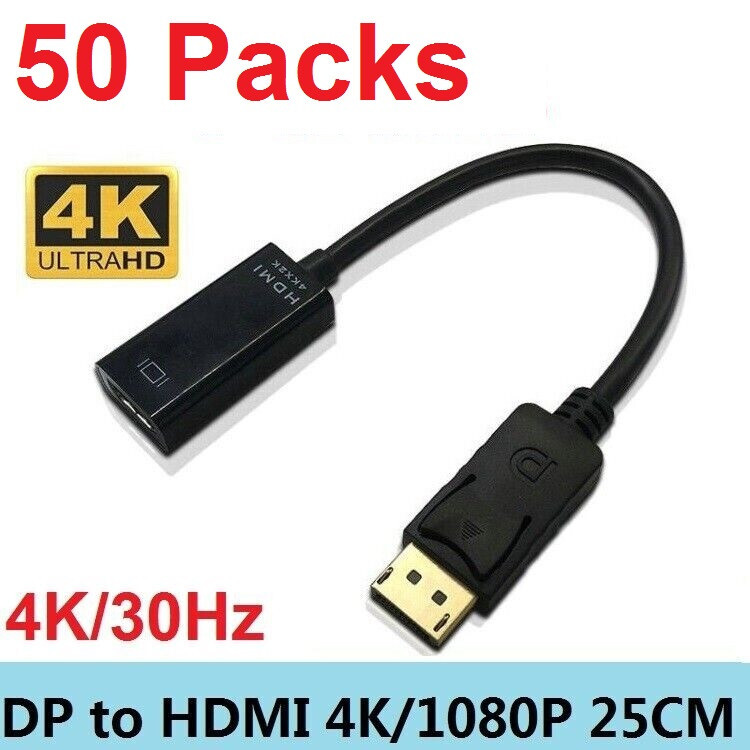 Lot 50X DP Display Port Male To HDMI Female Cable Converter Adapter 4K 1080 HD