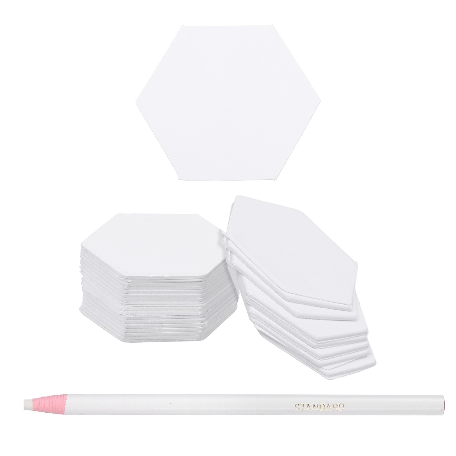 200 Pcs Hexagon Shape Piecing Paper for Quilting with Pen (0.3")
