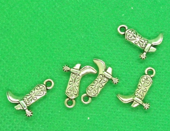 Ramus Charms London Cowboy Cowgirl Boots w/ Spurs - Charm Pendants, pkg. 5