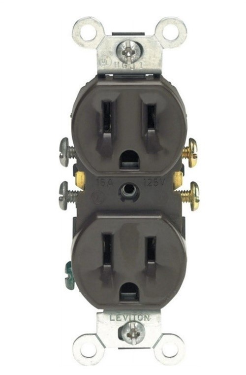 Leviton 05320-0CP 15A 125V 2-Pole 3- Wires Brown Duplex Outlet (Pack of 10)
