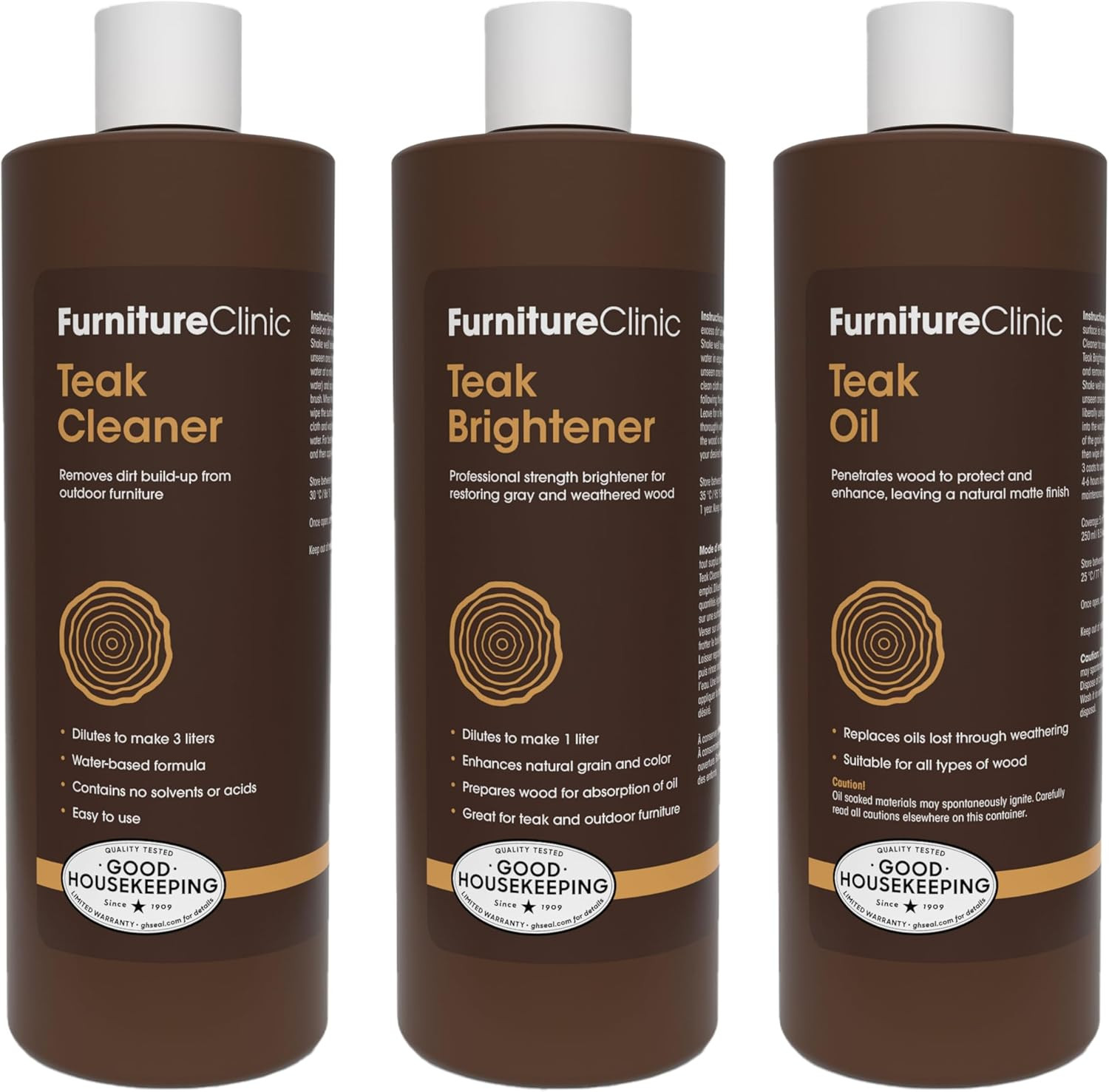 Teak Care Kit | for Teak Outdoor Wood Patio Furniture | Clean, Brighten, Nourish