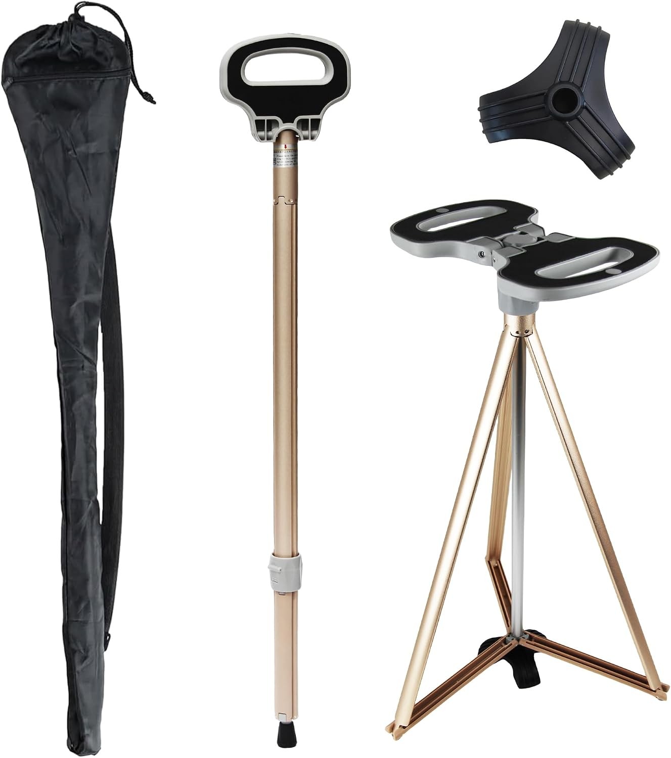 Cane with Seat 2-in-1 Portable Walking Stick with Seat for Men & Women Folding