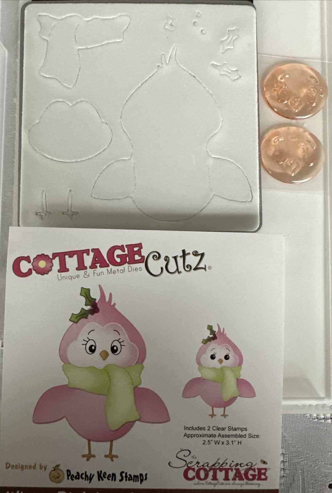 Cottage Cuts Winter Bird Die and Face Image Stamps Set of 2