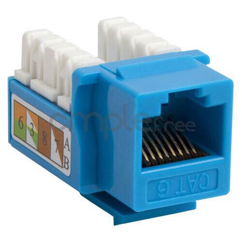 Cat6 Punch Down Keystone Jack RJ45 CAT6 Blue NEW