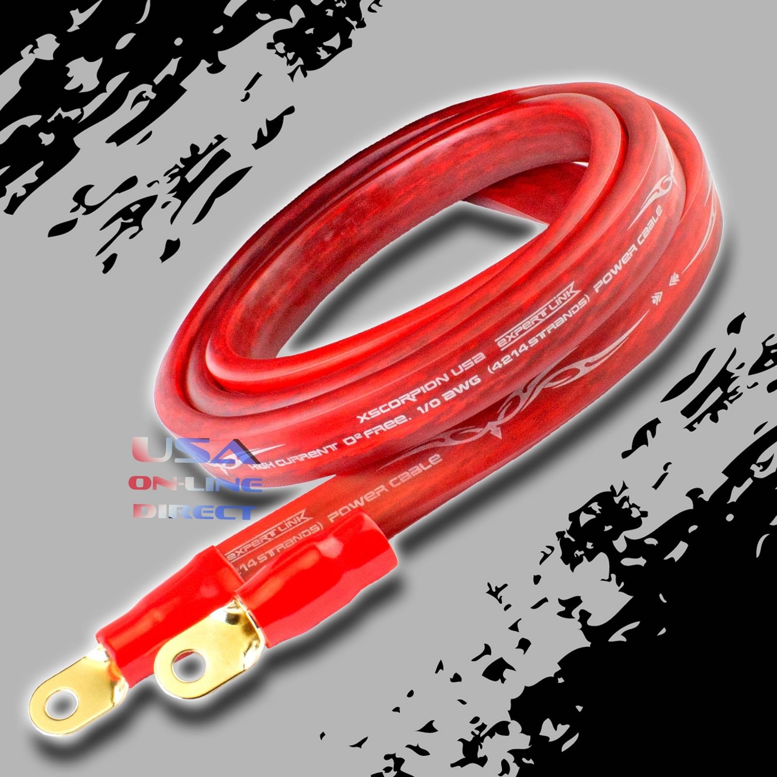 0 Gauge RED Power Ground OFC Wire Strand Copper FLAT Marine Cable 1/0 AWG GA. US