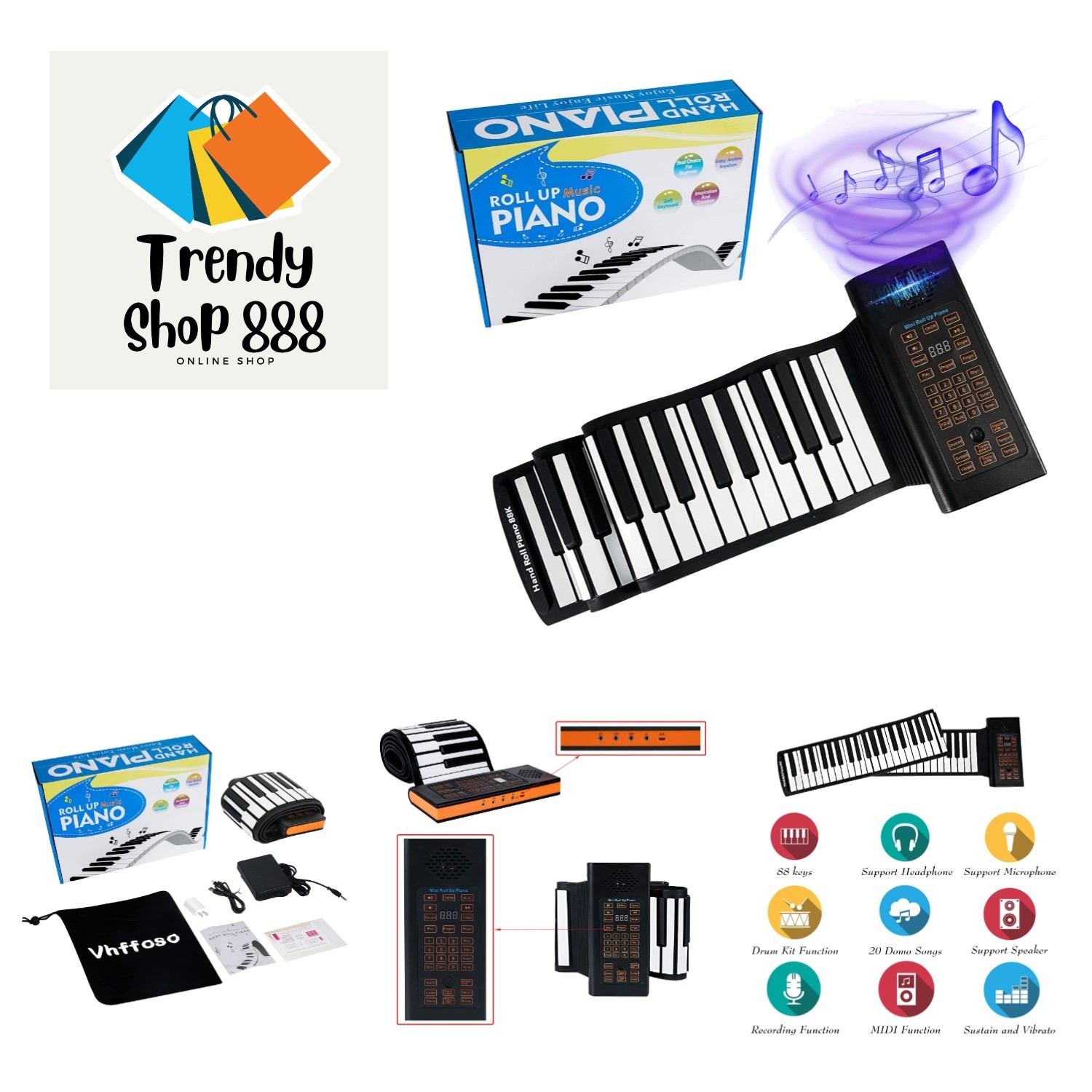 Versatile Portable Piano - 88 Keys with Multi-Tones & Travel-Friendly Bag