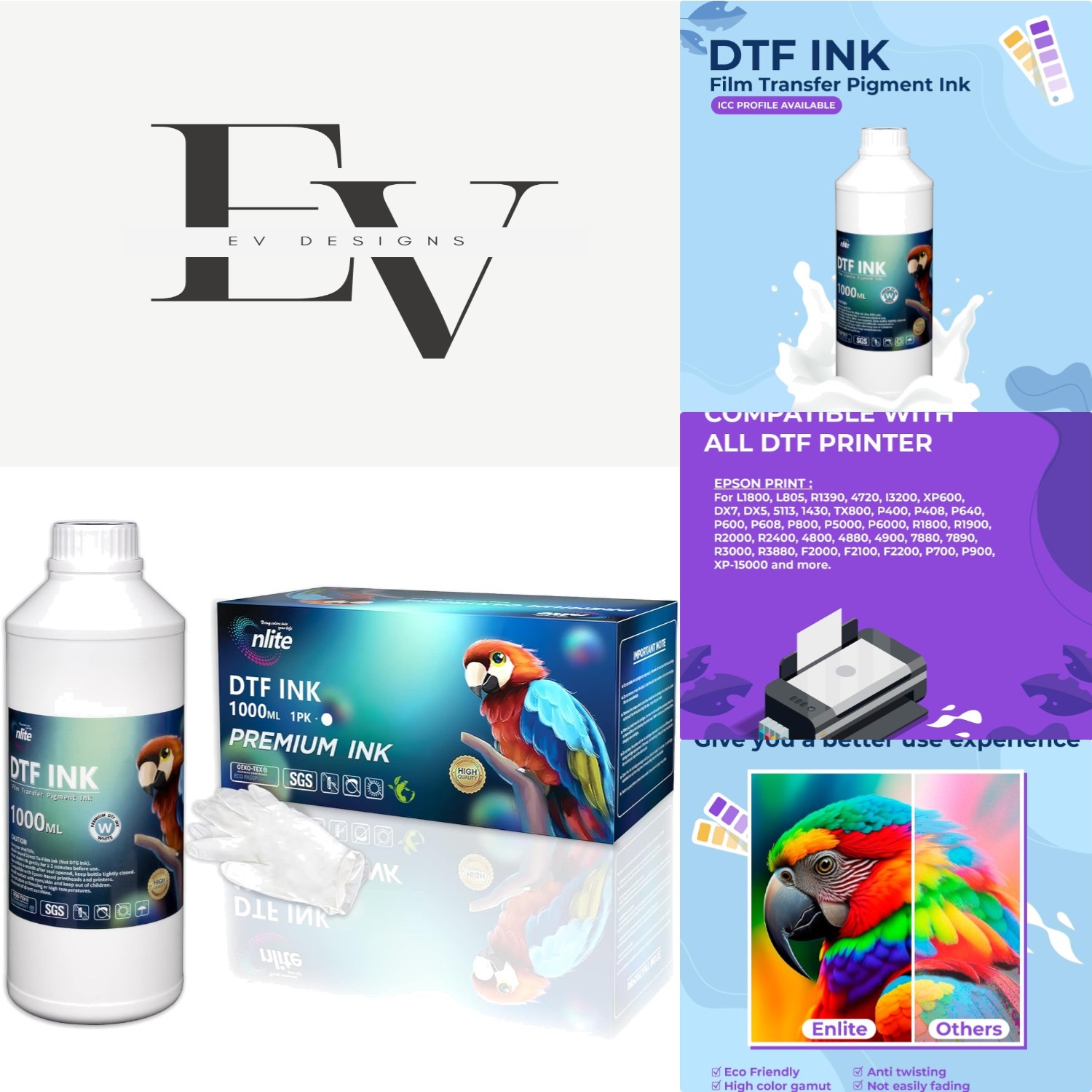 DTF White Ink 33.8oz for Epson Printers - High Fluency & Fade Resistant