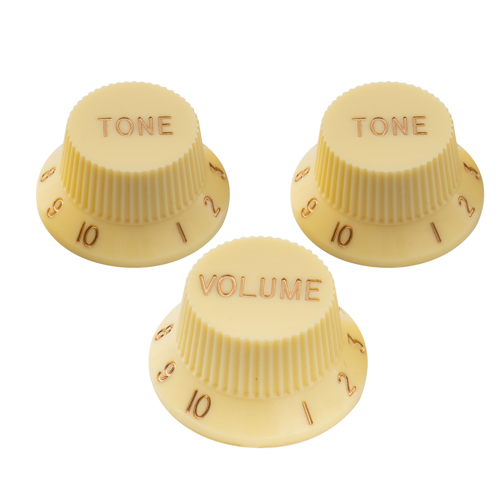 Musiclily Pro Cream Metric 18 Spline 1 Volume 2 Tone Knob For Asia Strat Guitar