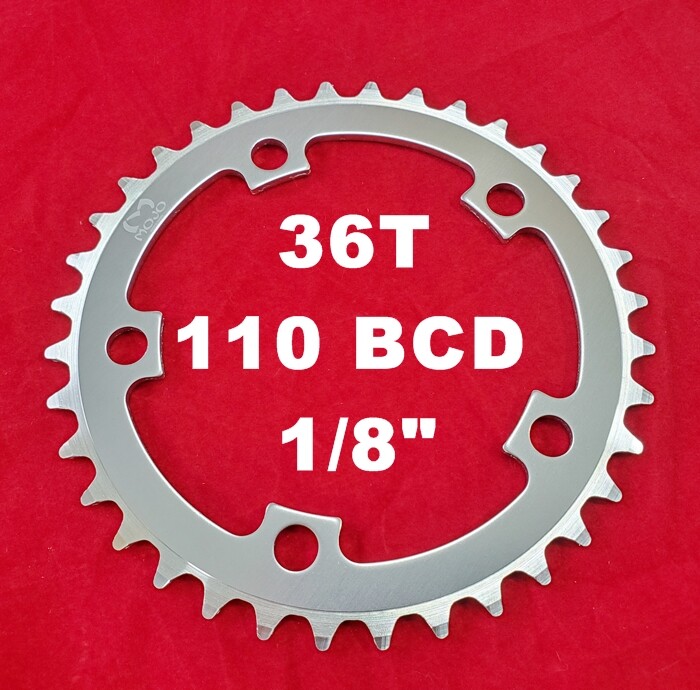 MOJO Fixed Gear Chainring 36T - 110 BCD Track Fixie single speed 1/8" - SILVER