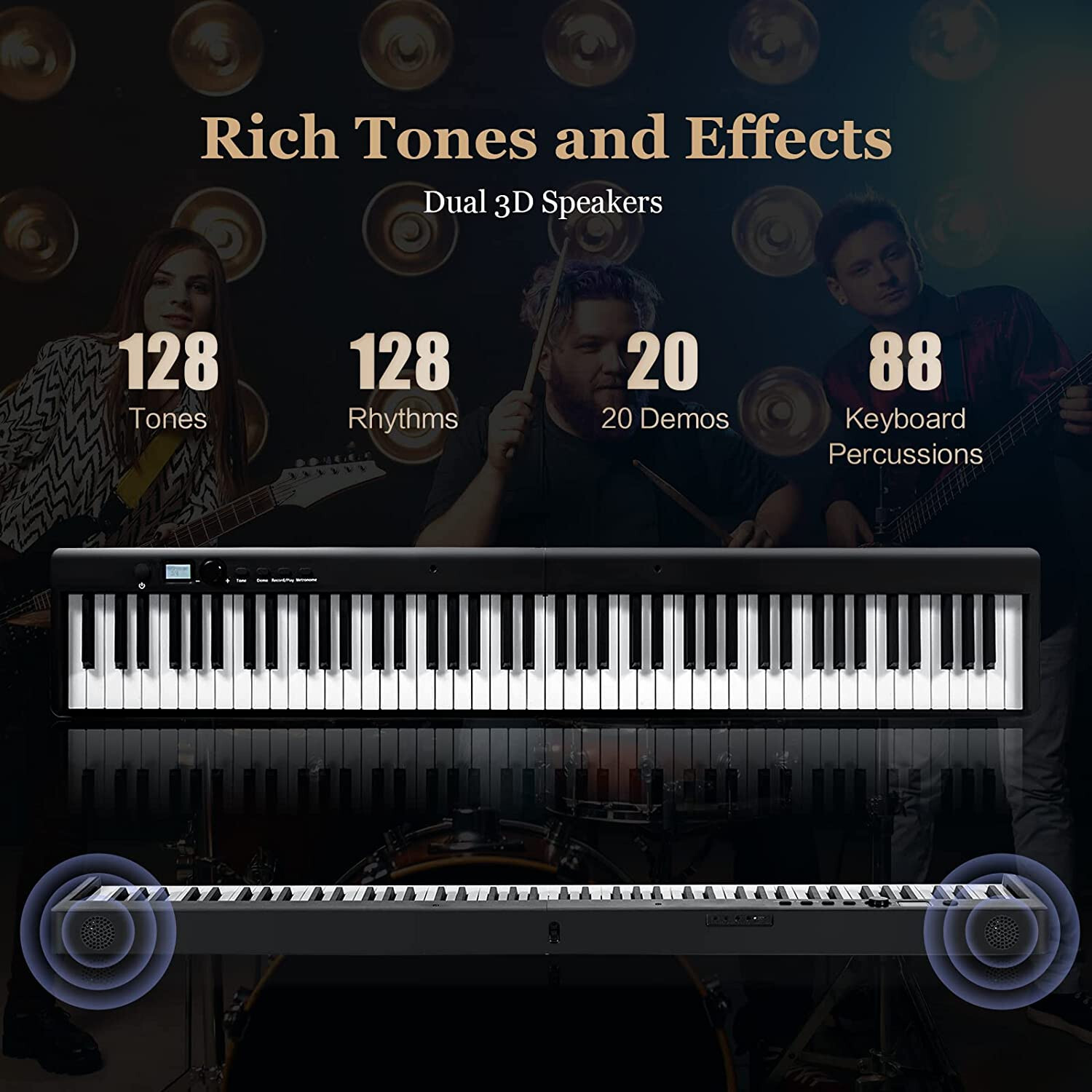 88 Key Electric Digital Piano Keyboard Weighted Key w/Pedal,Power Supply and Bag
