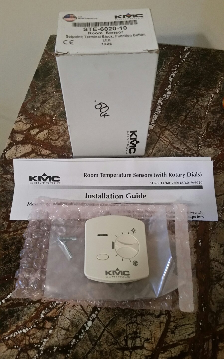 2 - Wall Temperature Sensors, KMC Controls STE-6020-10 New In Original Box
