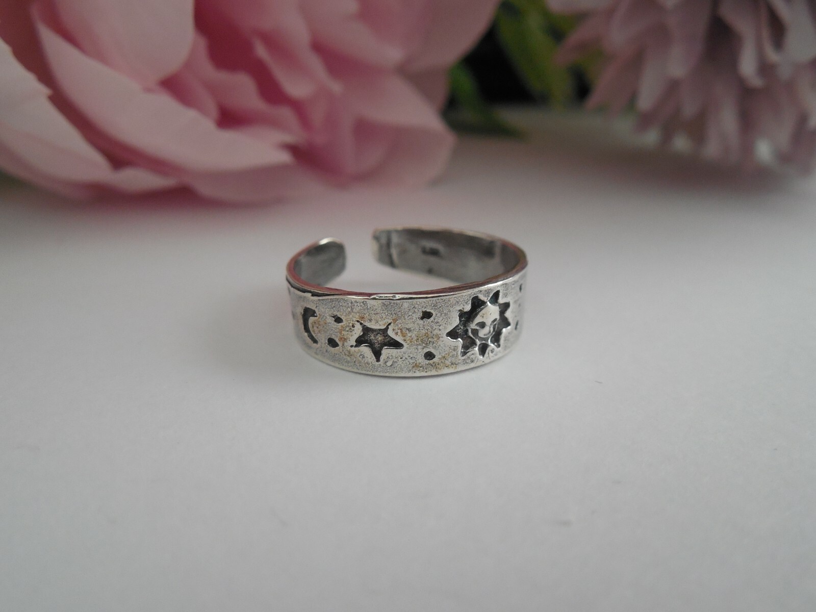 Sterling Silver .925 CELESTIAL Toe Ring Adjustable Finger, Knuckle Ring