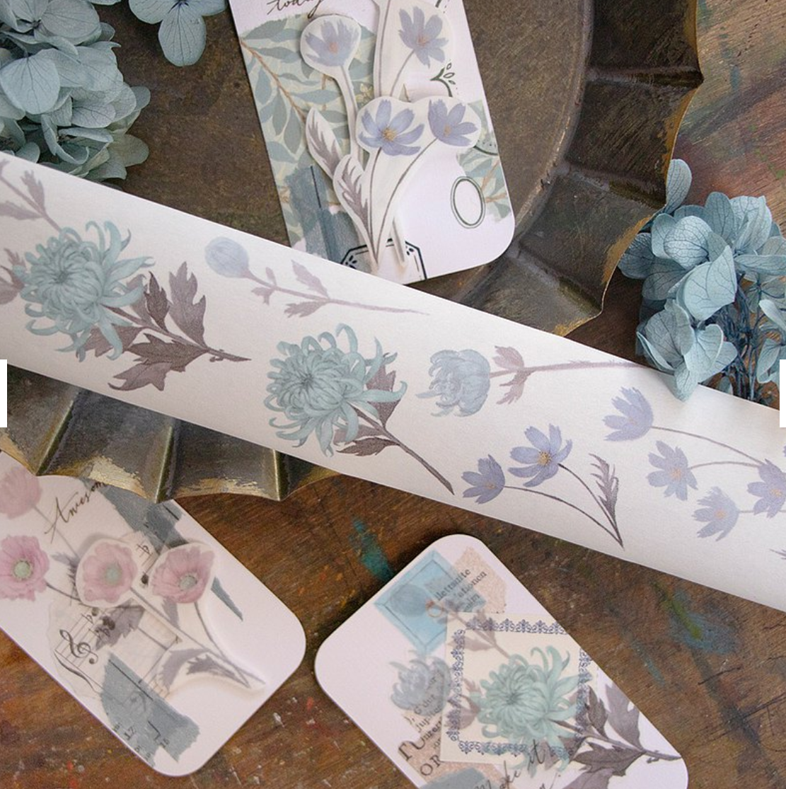 Loidesign "Azure" Azalea Rose Chrysanthemum Washi Tape SAMPLE LOOP
