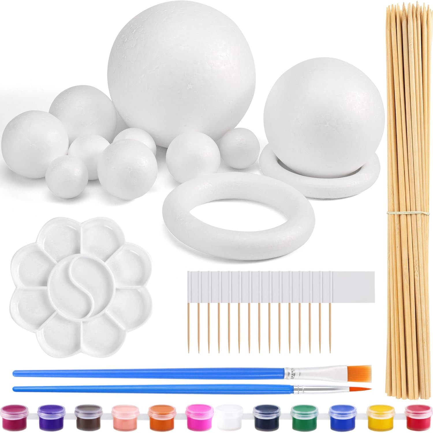 48PCS Solar System Model Foam Ball Kit Includes 10 Sizes Polystyrene Spheres Bal