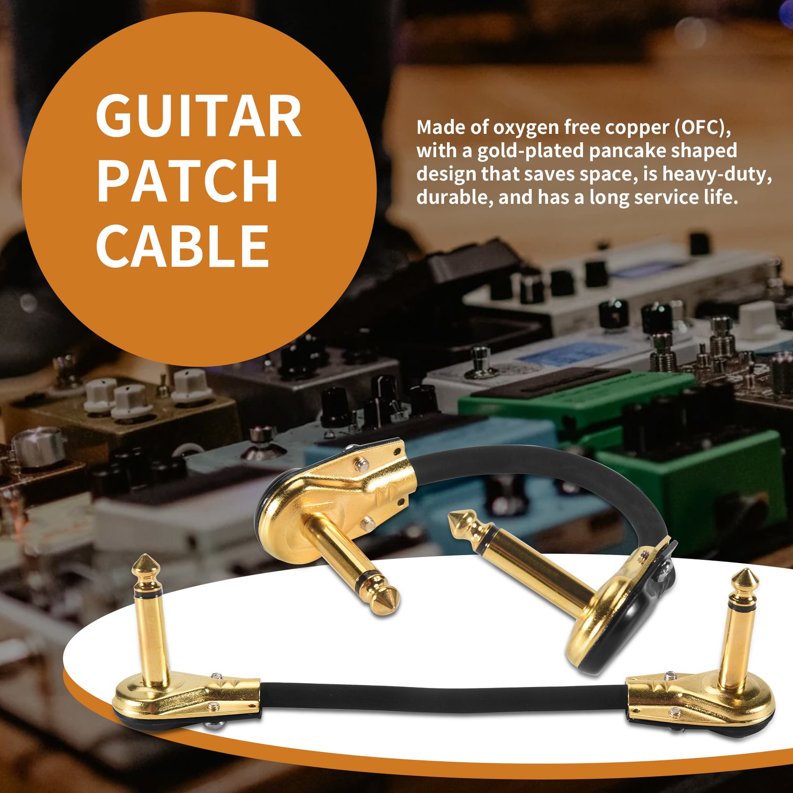 Guitar Patch Cable Pedal Patch Cords 1/4-Inch Right Angle Low Profile5407