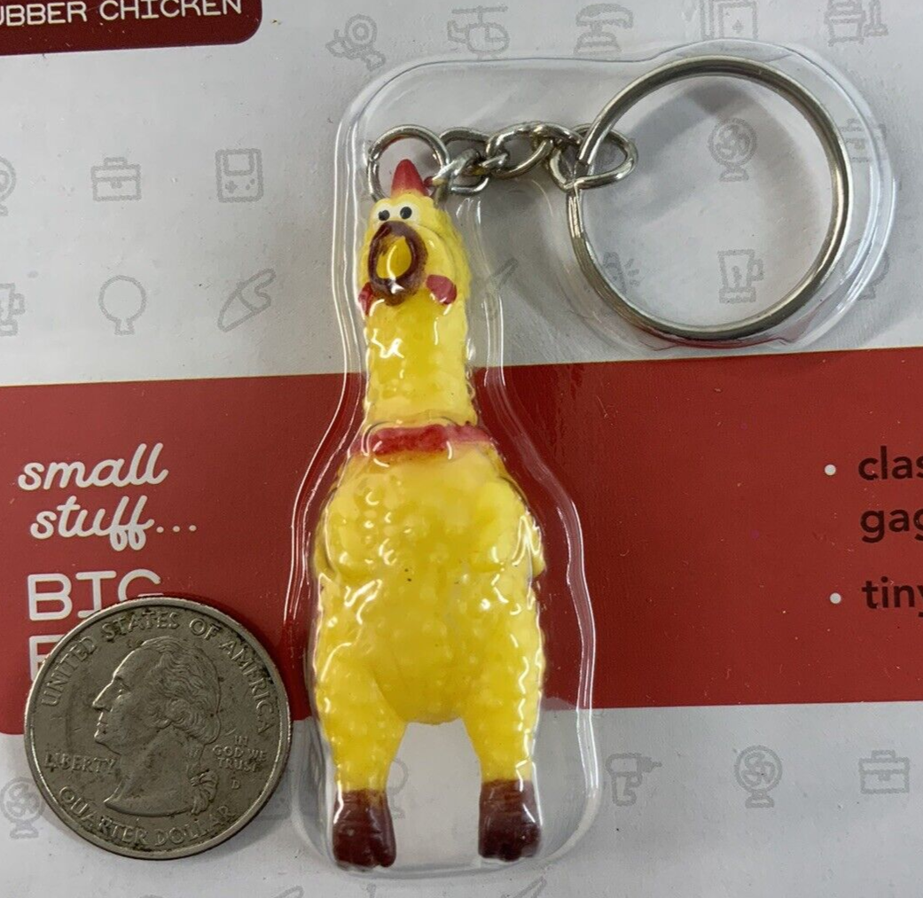 Worlds Smallest RUBBER CHICKEN Tiny Toy Gag Backpack/Zipper Pull, Keychain