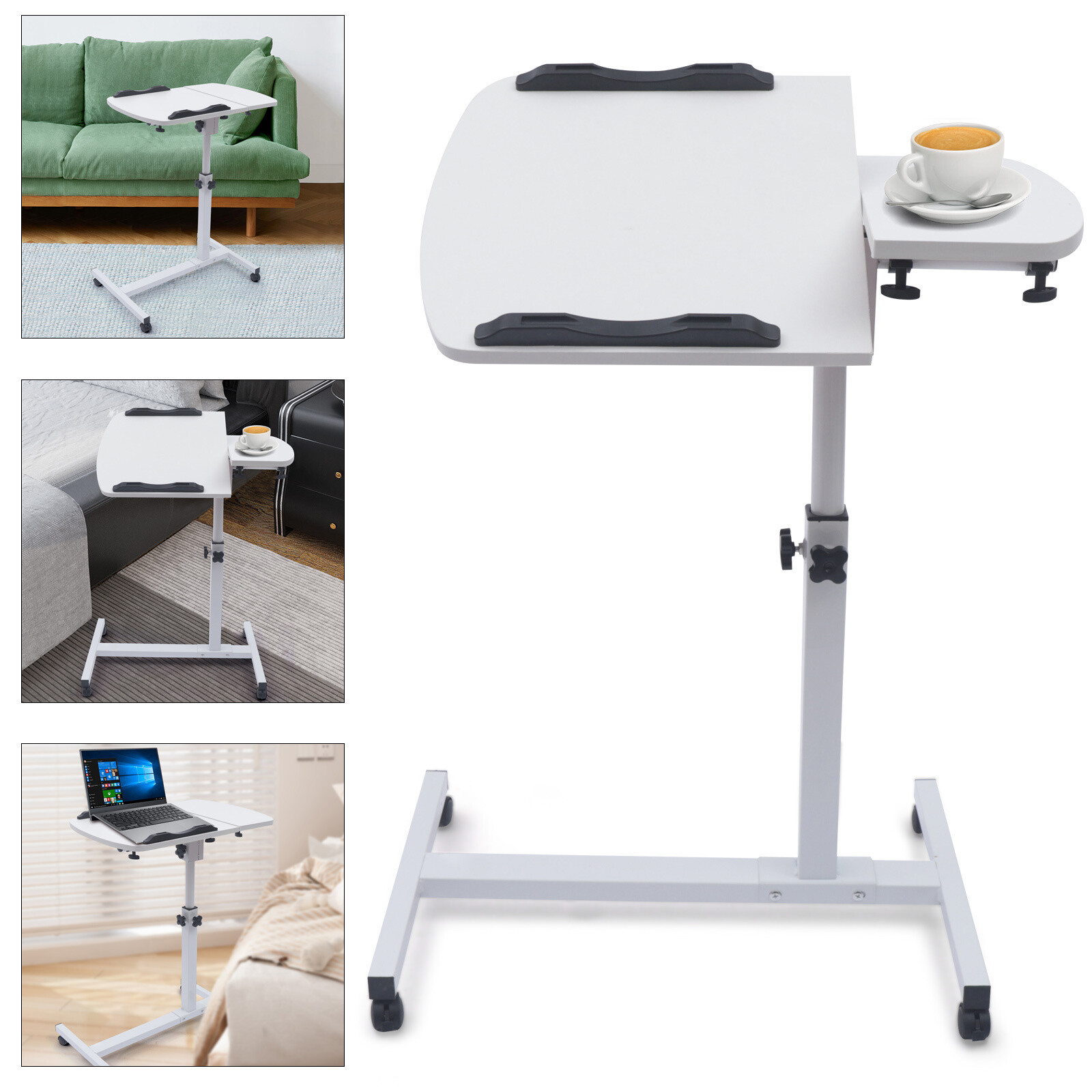 Over Bed Table Mobile Rolling Laptop Stand Computer Bedside Table Adjustable New