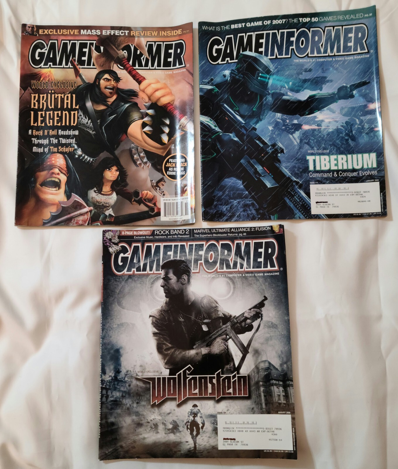Game Informer Magazine #175 177 184 (2007-08) Wolfenstein Brutal Legend Tiberium