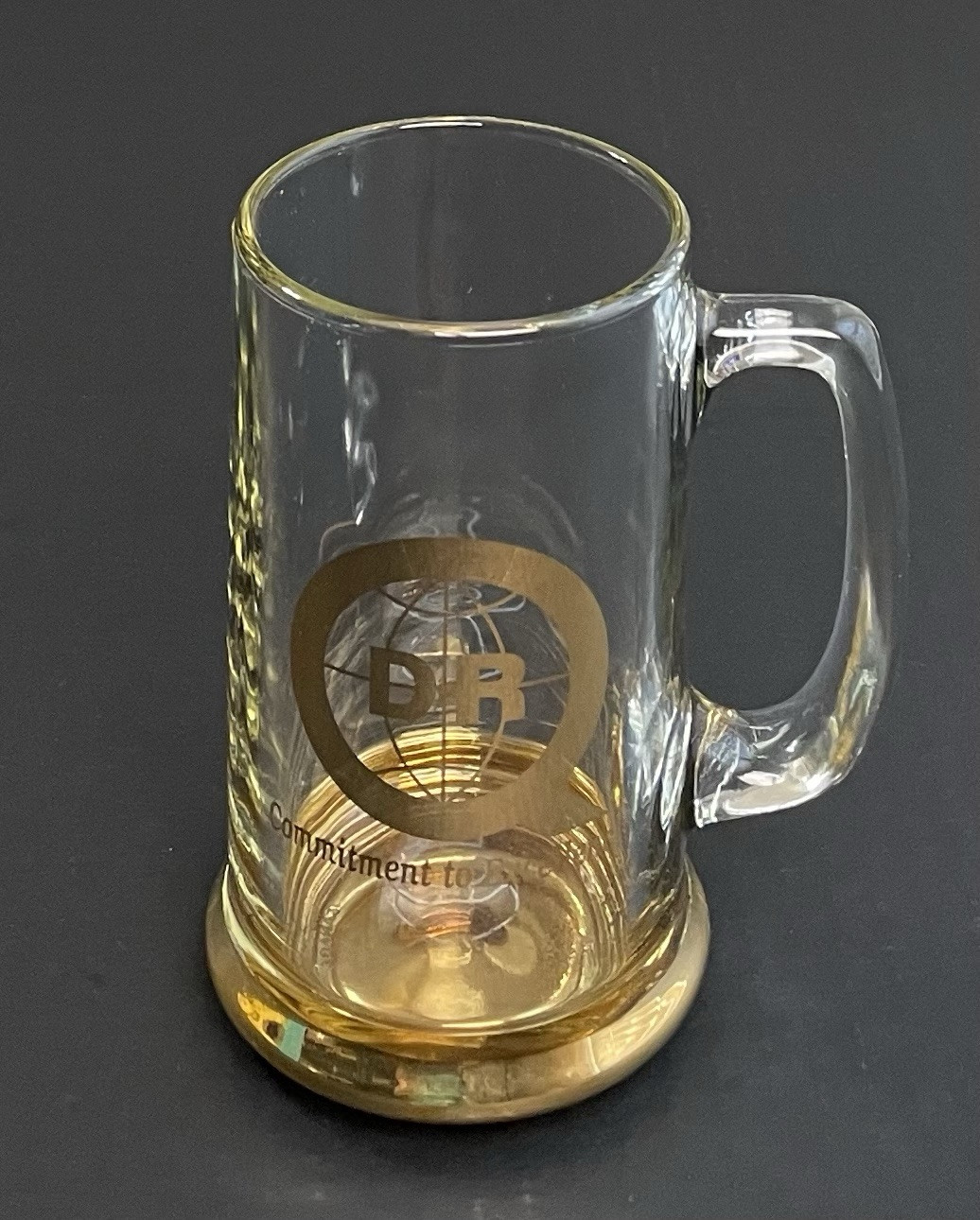 Dresser Rand Glass Beer Mug Stein Gold Color Accent