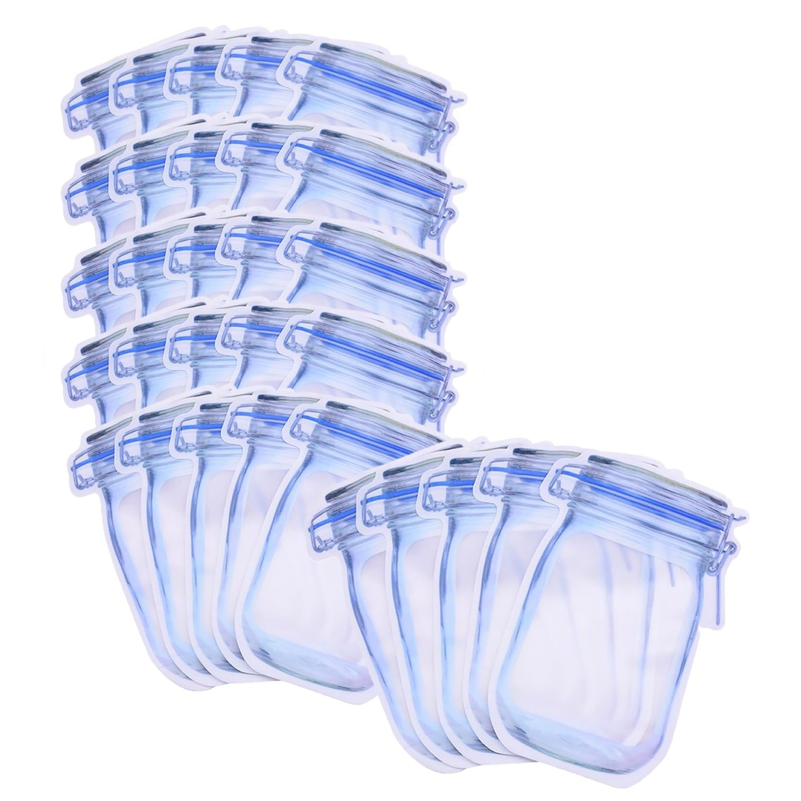 30 Pack Mason Jar Zipper Bags - Reusable Airtight Seal Food Storage Snack Zip