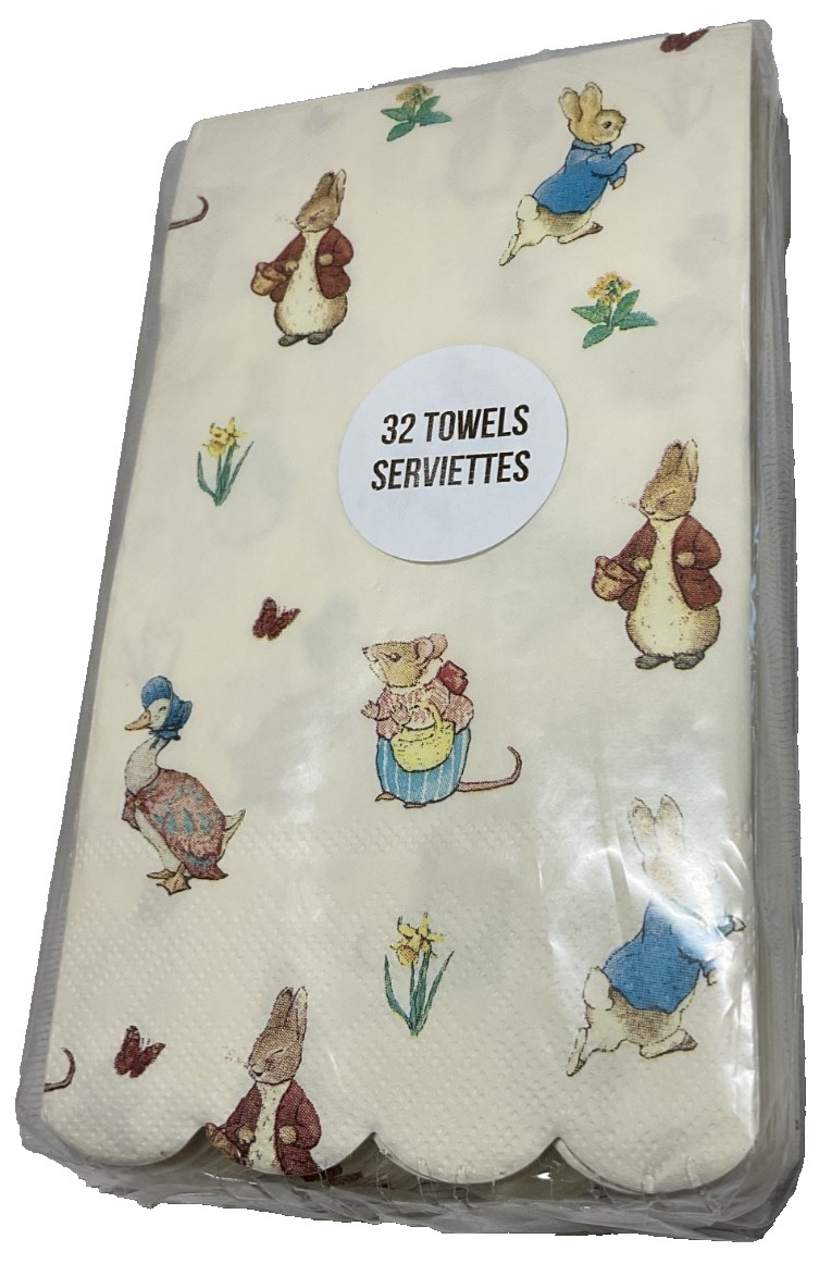 MERI MERI Paper NAPKINS (32) PETER RABBIT 13 X 15 3/4 SCALLOPED EDGE NIP
