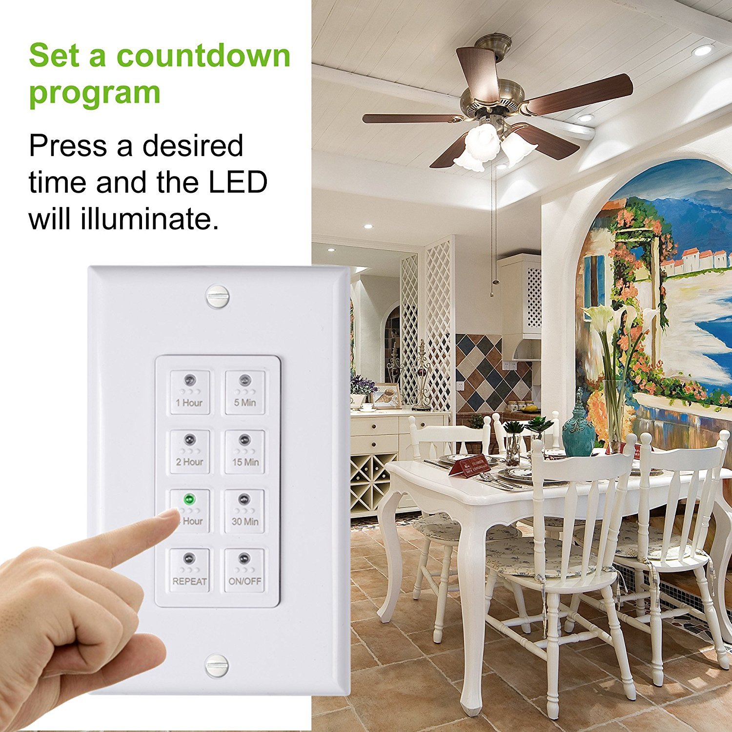 BN-LINK Countdown Digital In-wall Timer Switch 5-15-30-60 mins 2 4 hours For Fan
