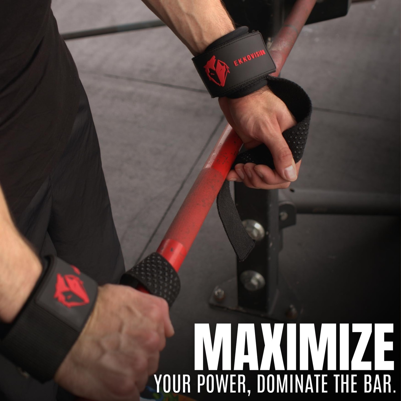 Ekkovision Weight Lifting Straps With Cuffed D Ring, Wrist Support, PHASE3