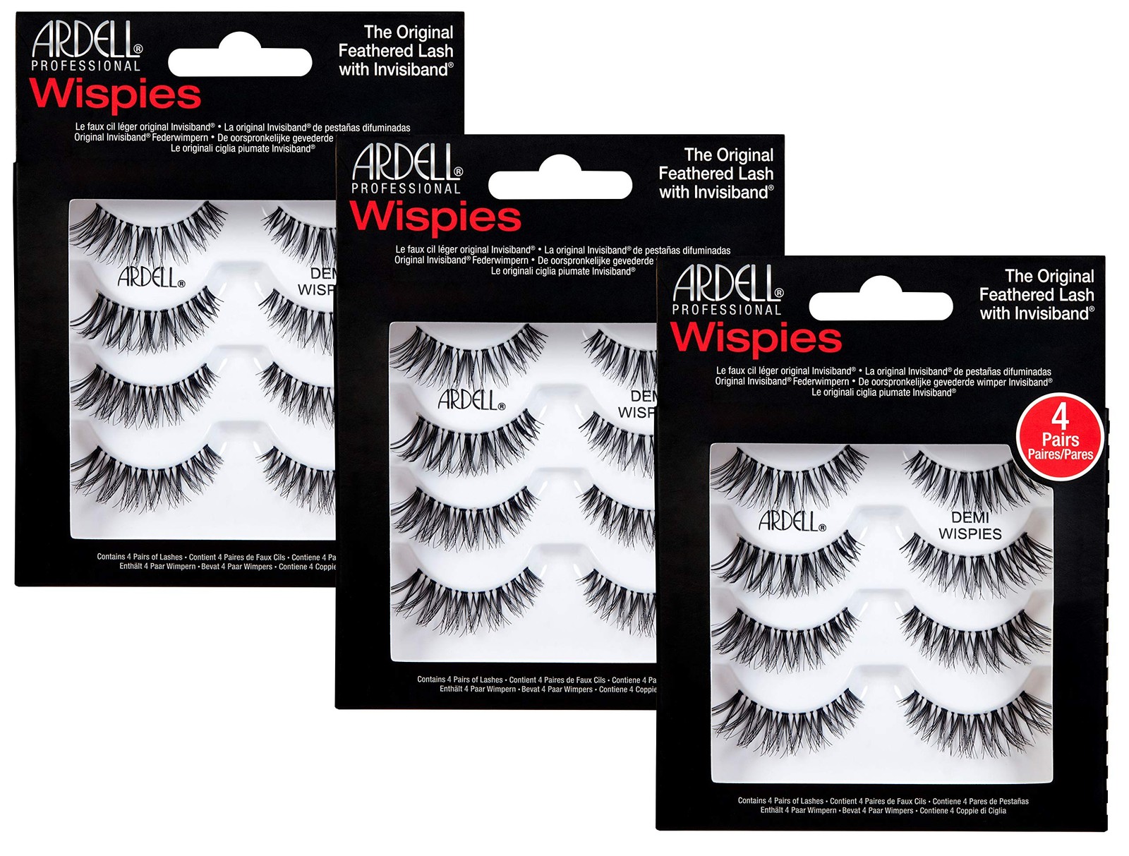 Ardell Natural Demi Wispies Black False Eyelashes 4 Count Multipack Beauty La...