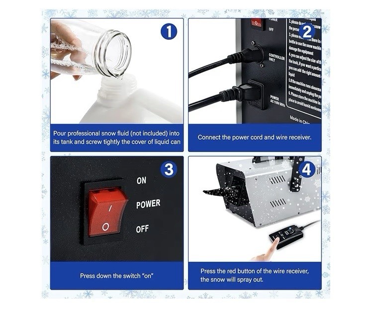 TCFUNDY Snow Machine 1500W Snow Making Machine Snowflake Maker For Parties