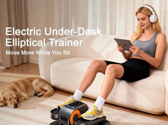 Under Desk Elliptical Machine, Quiet Seated Leg Exerciser for Home Office,