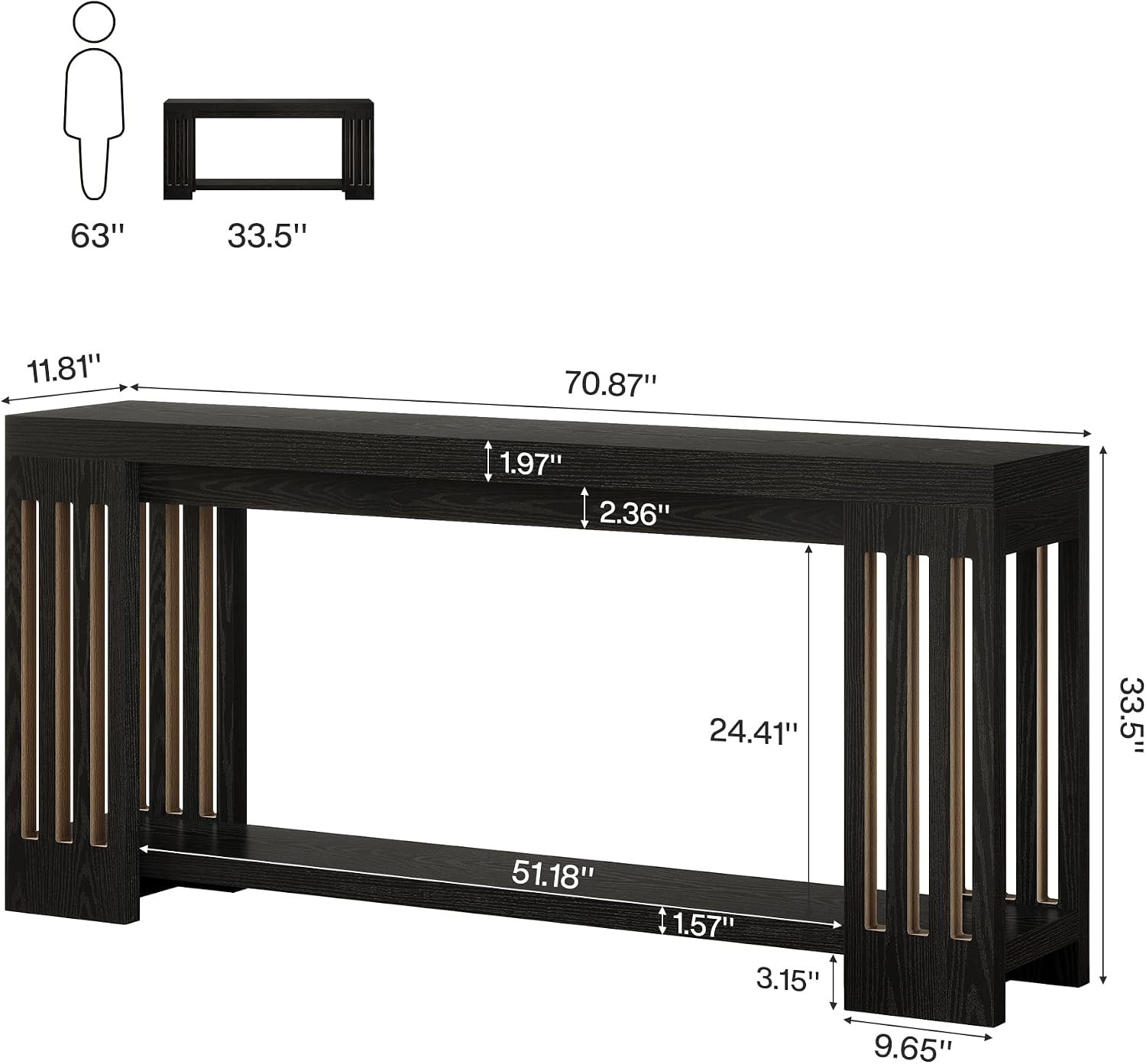 Tribesigns 70.9-Inch Extra Long Entryway Table, Farmhouse Sofa Console Table wit