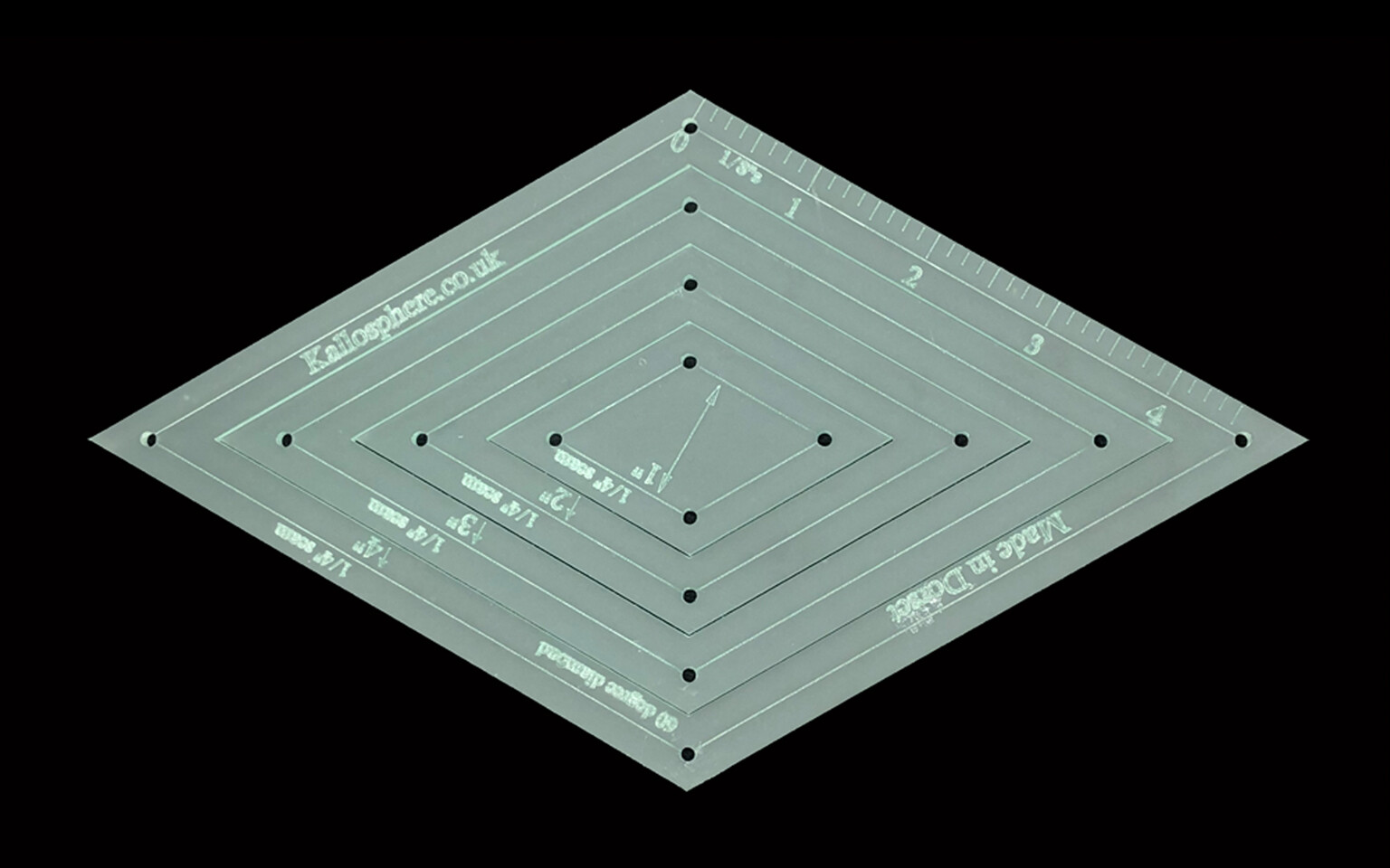 A set of Four Acrylic 60° Diamond Templates/stencils in inches for quilting