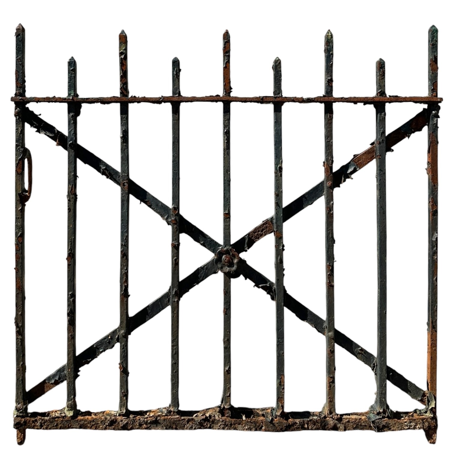 Antique Wrought Iron Garden Gate w/ Floral Medallion GA20990