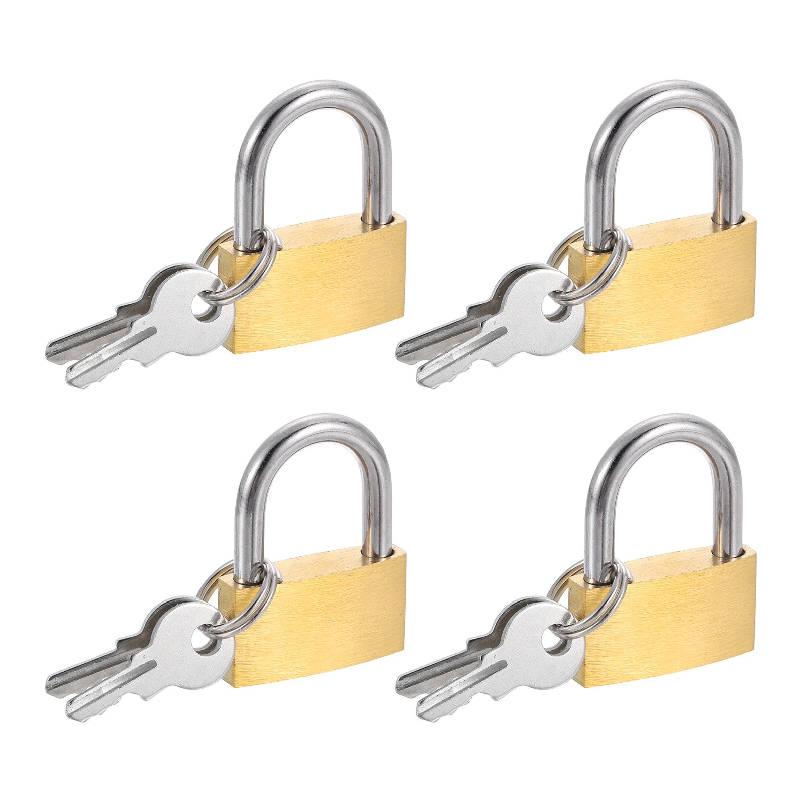 4Pcs Solid Brass Padlock with Key 1" Wide Body Small Locks Lock