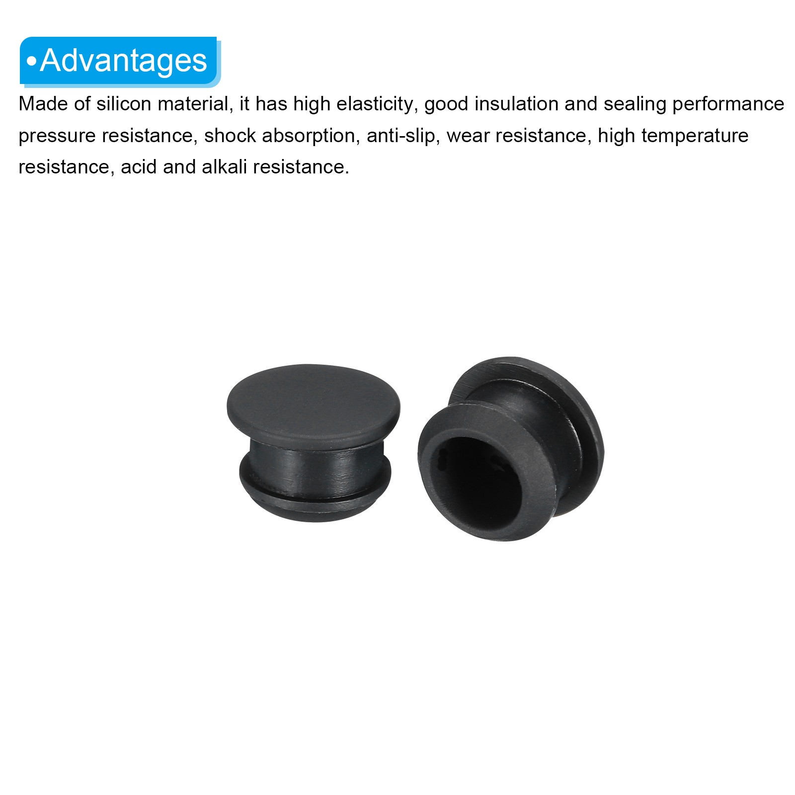 10pcs Silicone Hole Plugs Flush Type Panel Round Hole Plugs 13mm Diameter Black