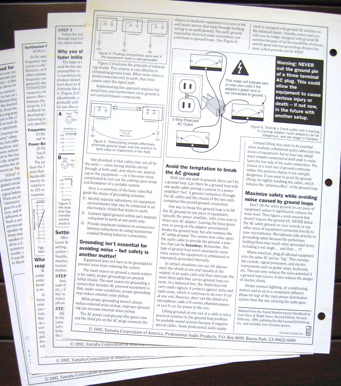 Yamaha Pro Audio Original Sound Information Series Tech Sheets, from 1992