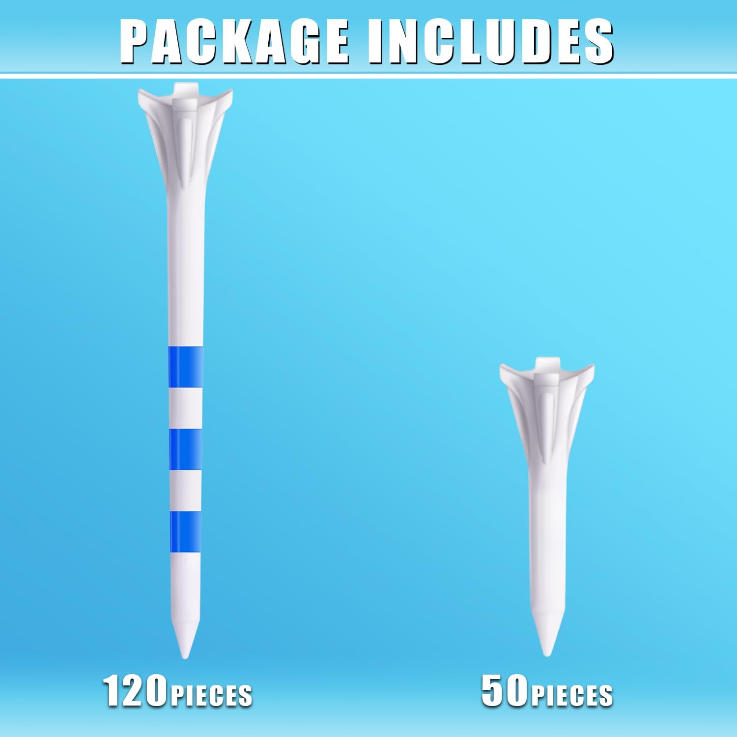 4 Prongs Plastic Golf Tees 170 Pack - 2 Sizes Assorted Pack - 3 Line Marking ...