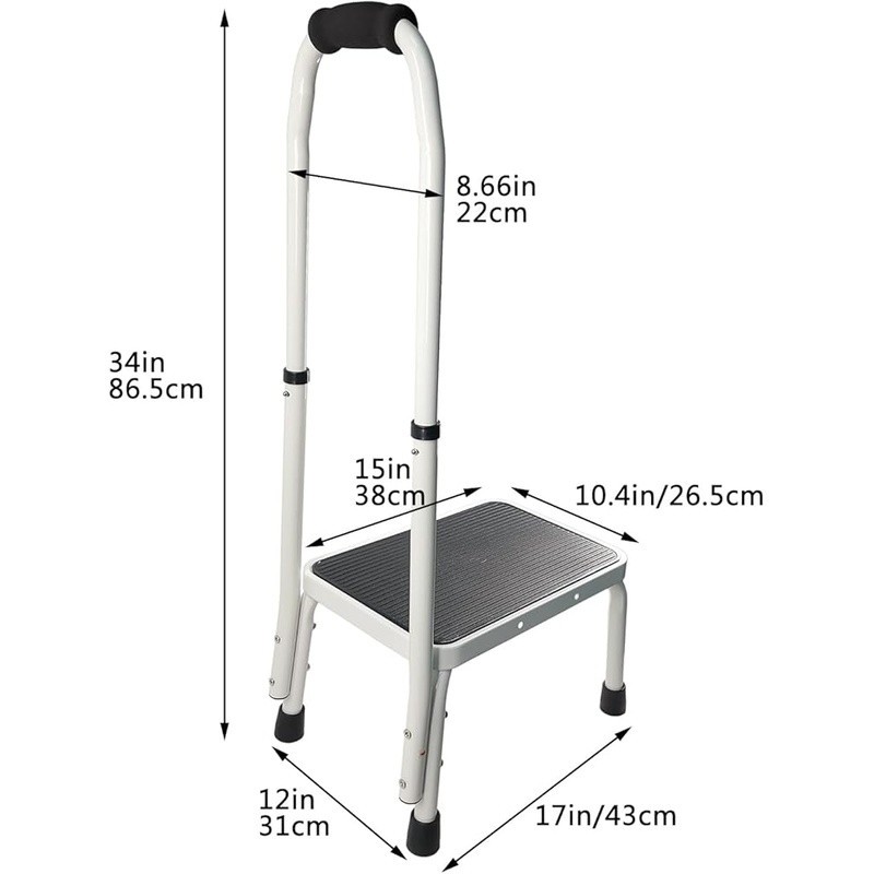 Safety Step Stool W/ Handle Non-Slip Surface Elderly Heavy Duty Portable Support