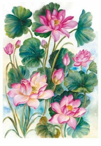 Needlework Crafts Embroidery Counted Cross Stitch Pattern - Lotus Blossoms