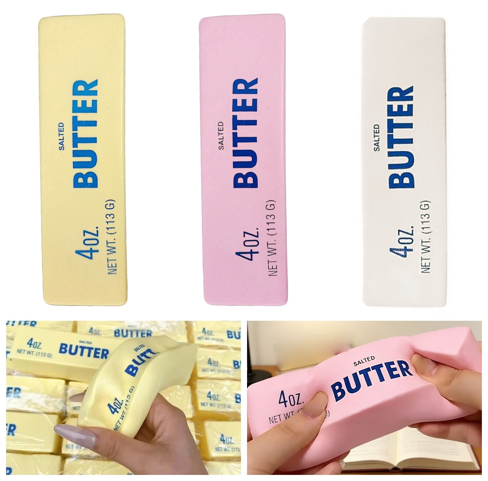 3colors Butter Stick Squishy Fidget Toy Soft Stress Relief ADHD Anxiety Squeeze