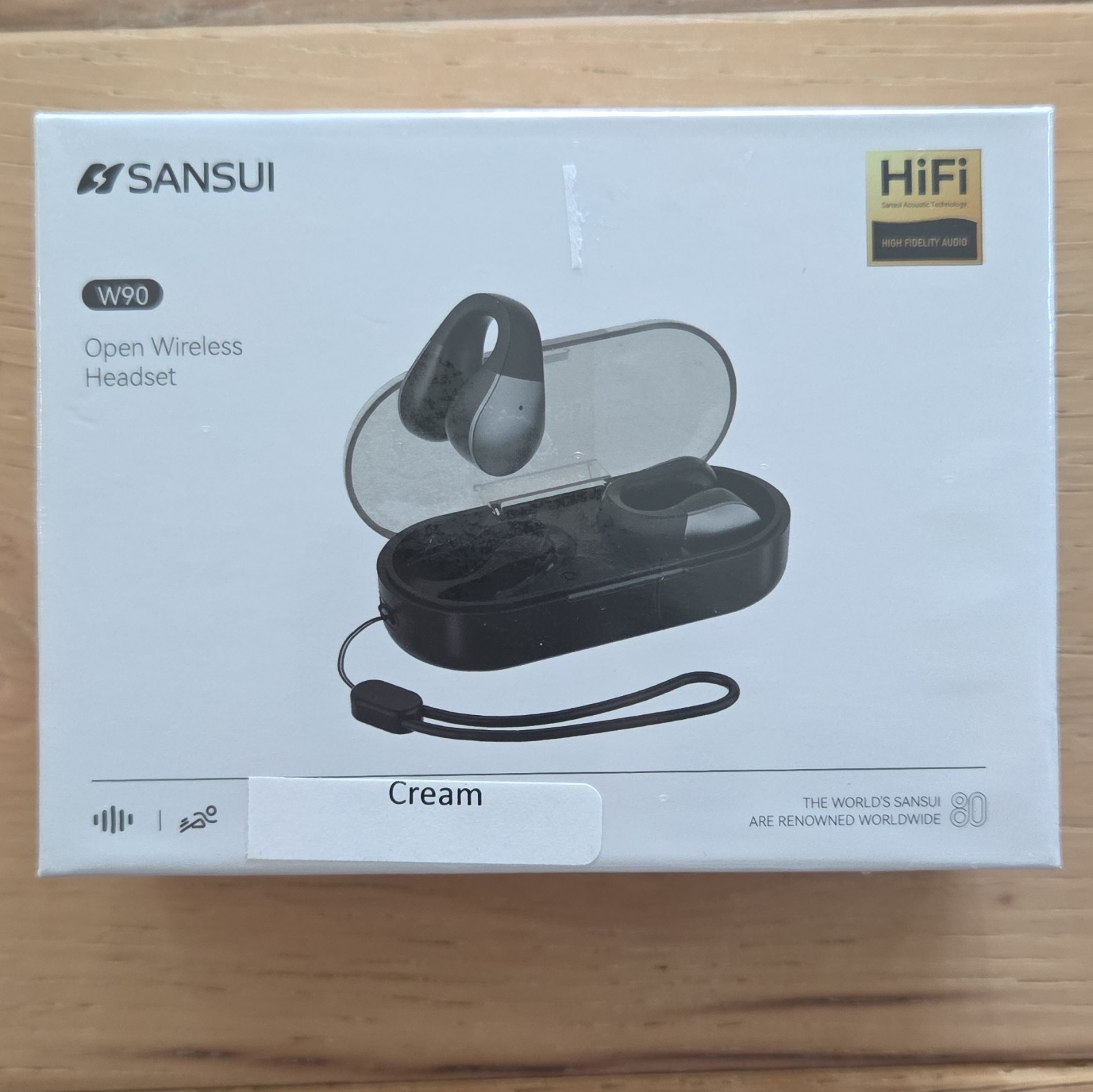 Sansui W90 HiFi Open Wireless Headset, Cream