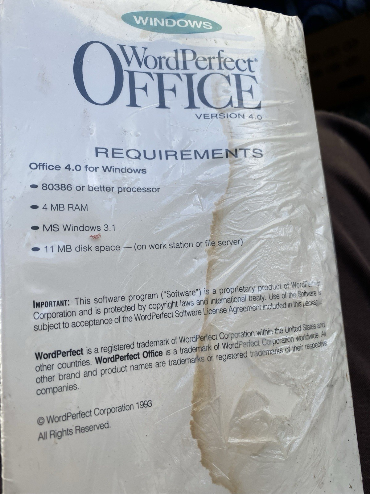 Vtg Sealed 1993 WordPerfect Office 4.0 Software Window Client Pack Microsoft Box