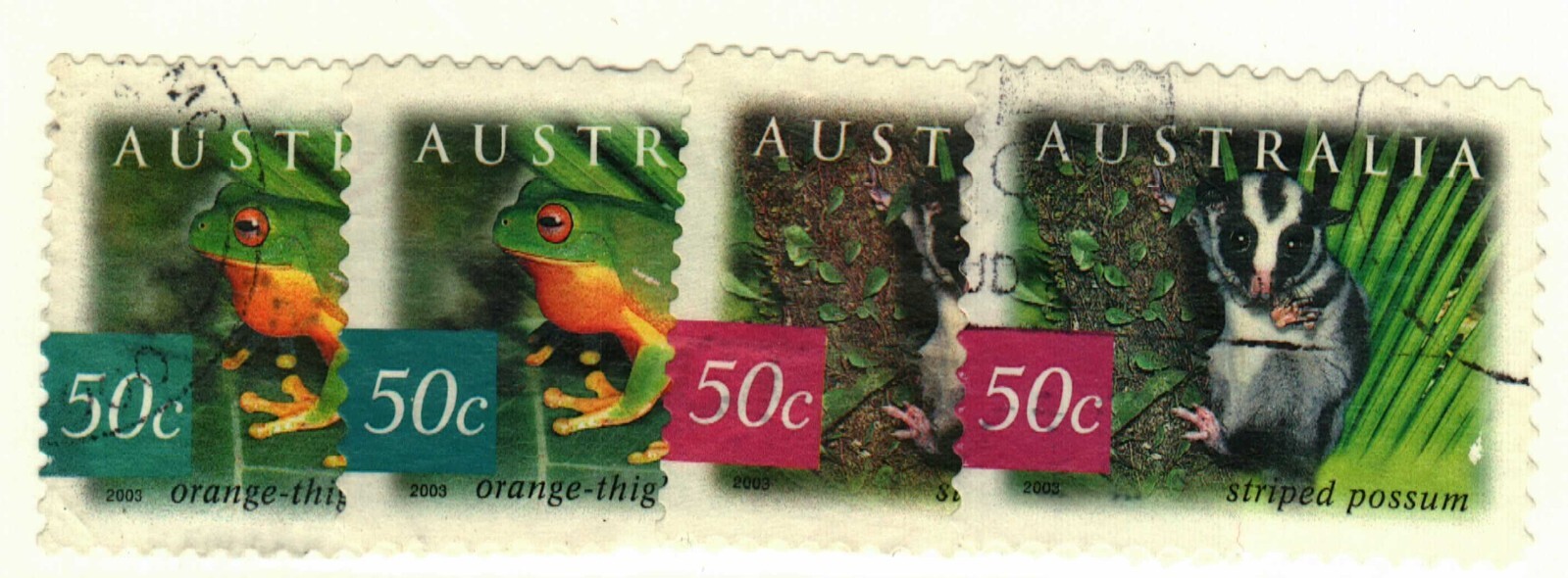 Australia #2159, 2161, 2163, 2165 Frogs, possums