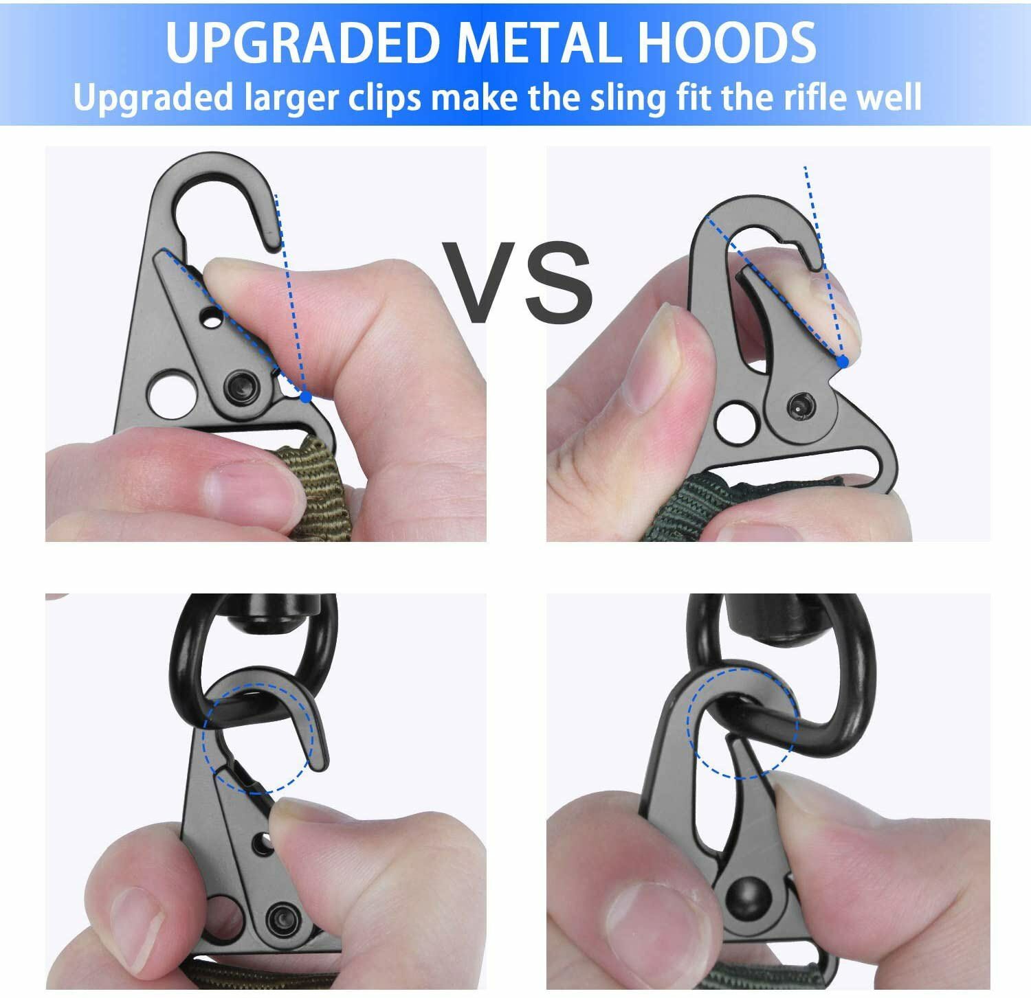 2 Point Sling Adjustable Strap + 2Pcs M-Lok Mlock QD Sling Swivels Quick Mounts